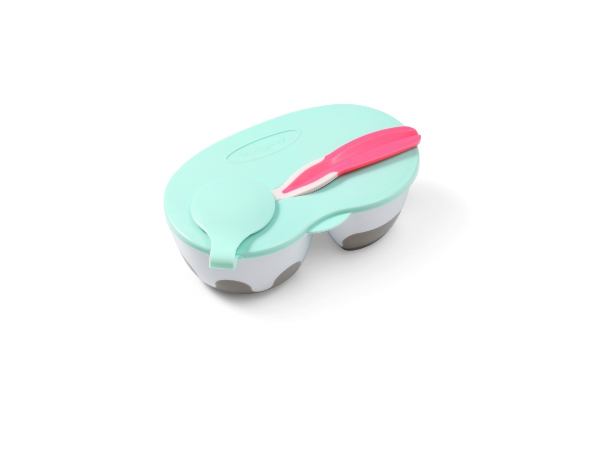 Two-chamber baby bowl with spoon 2