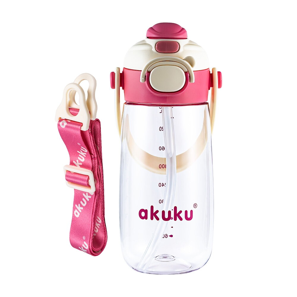 Akuku gertuvė su šiaudeliu 480ml pilkas rožinė A0725 1