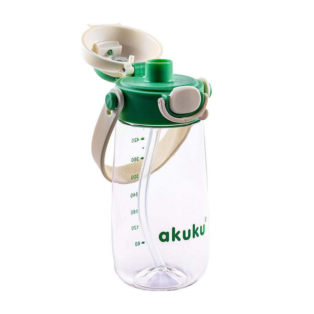 Akuku gertuvė su šiaudeliu 480ml pilkas žalia A0724 3 Akuku gertuvė su šiaudeliu 480ml pilkas žalia A0724 3