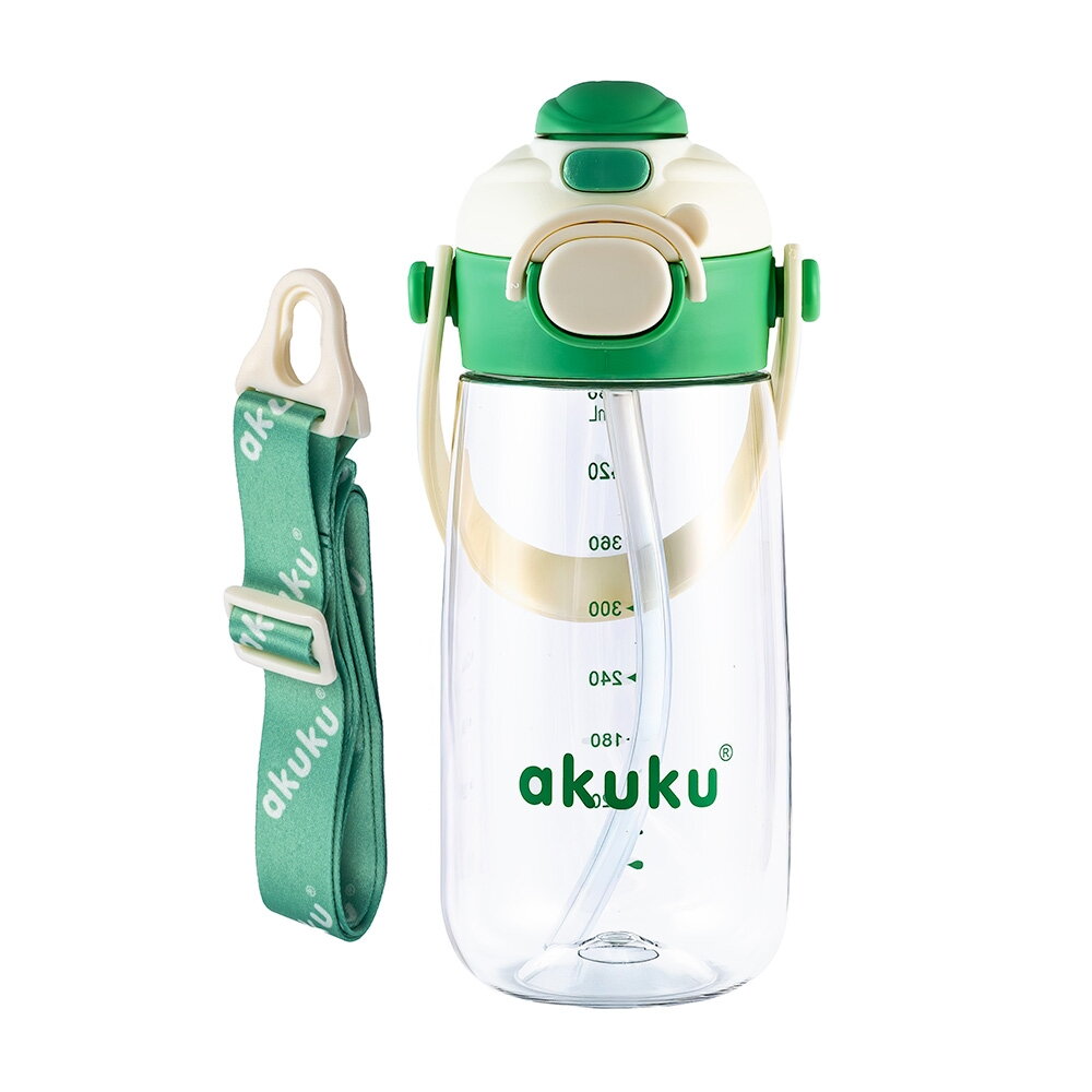 Akuku gertuvė su šiaudeliu 480ml pilkas žalia A0724 1