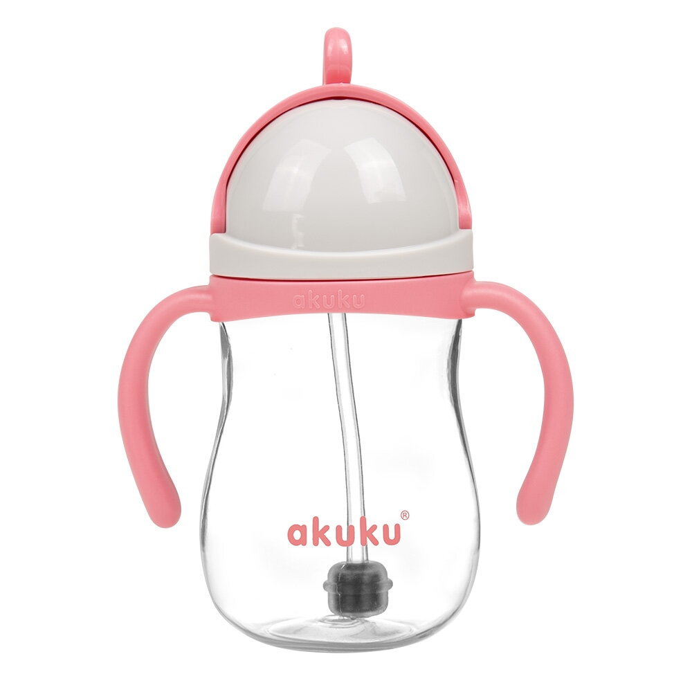 Akuku puodelis su šiaudeliu 280ml rožinis A0676 Akuku puodelis su šiaudeliu 280ml rožinis A0676