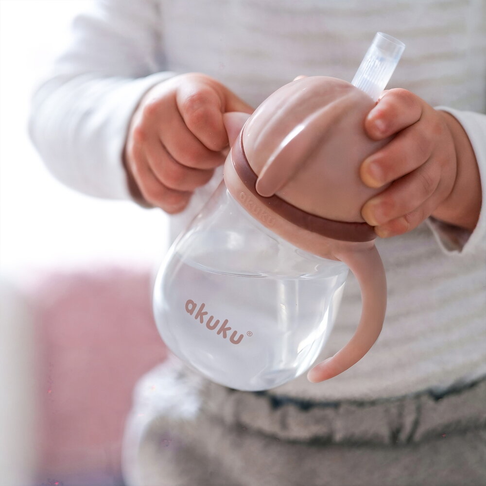 Akuku puodelis su šiaudeliu 280ml rudas A0729 7