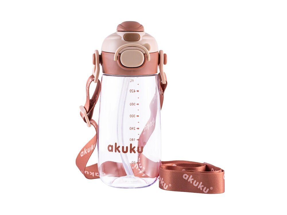Akuku Children's water bottle with strap 480ml CAPPUCCINO A0726 2