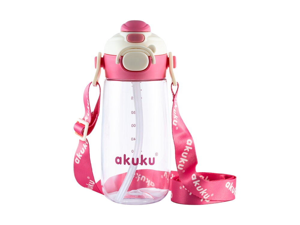 Akuku Children's water bottle with strap 480ml PINK A0725 2