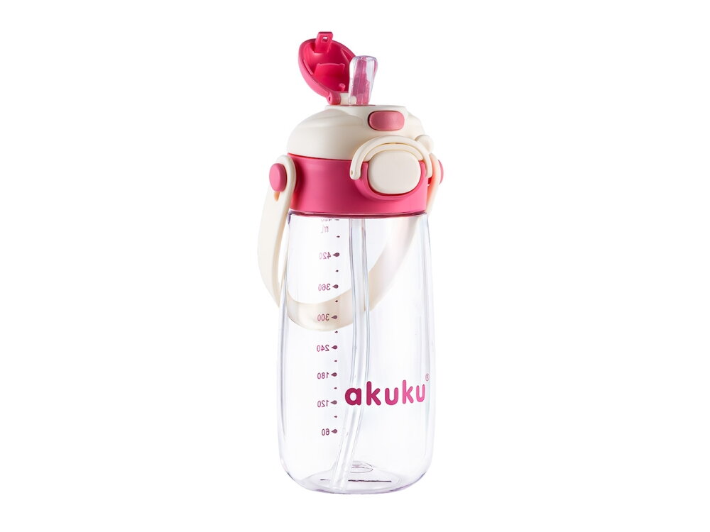 Akuku Children's water bottle with strap 480ml PINK A0725 4