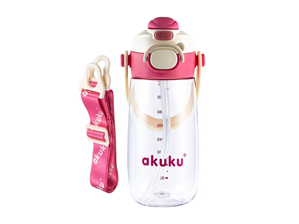 Akuku Children's water bottle with strap 480ml PINK A0725 1