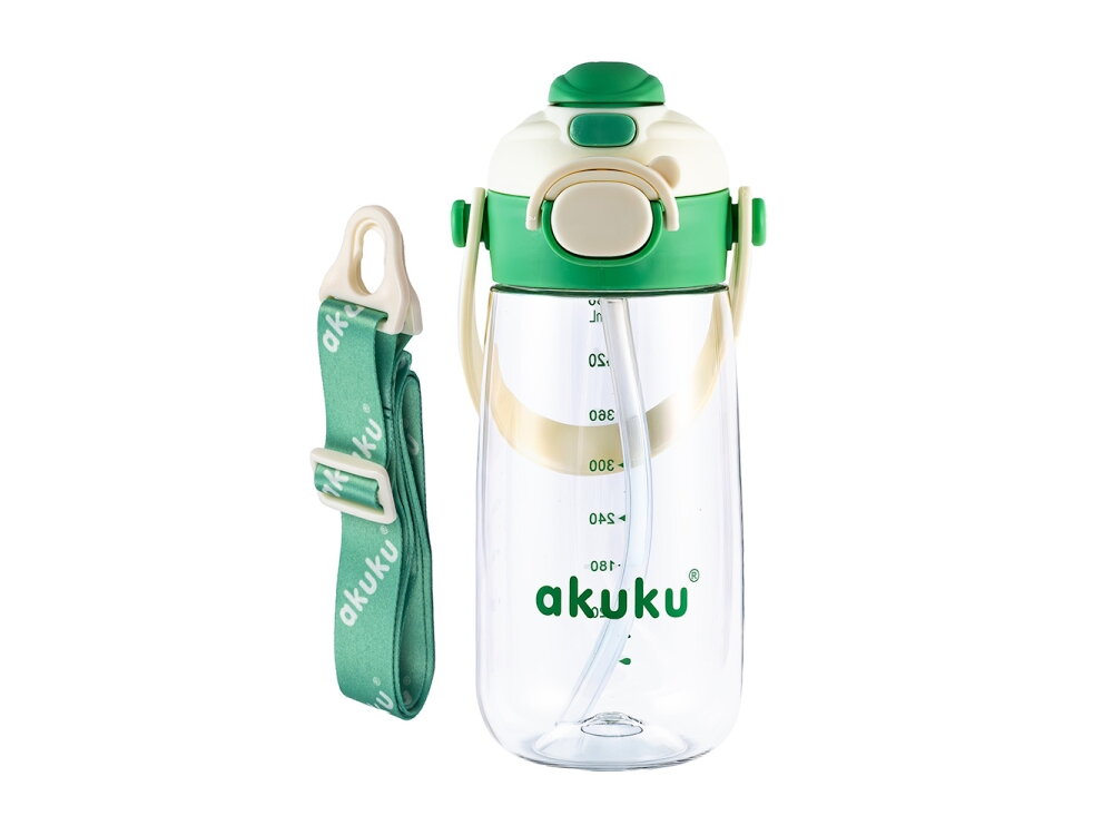 Akuku Children's water bottle with strap 480ml GREEN A0724 1