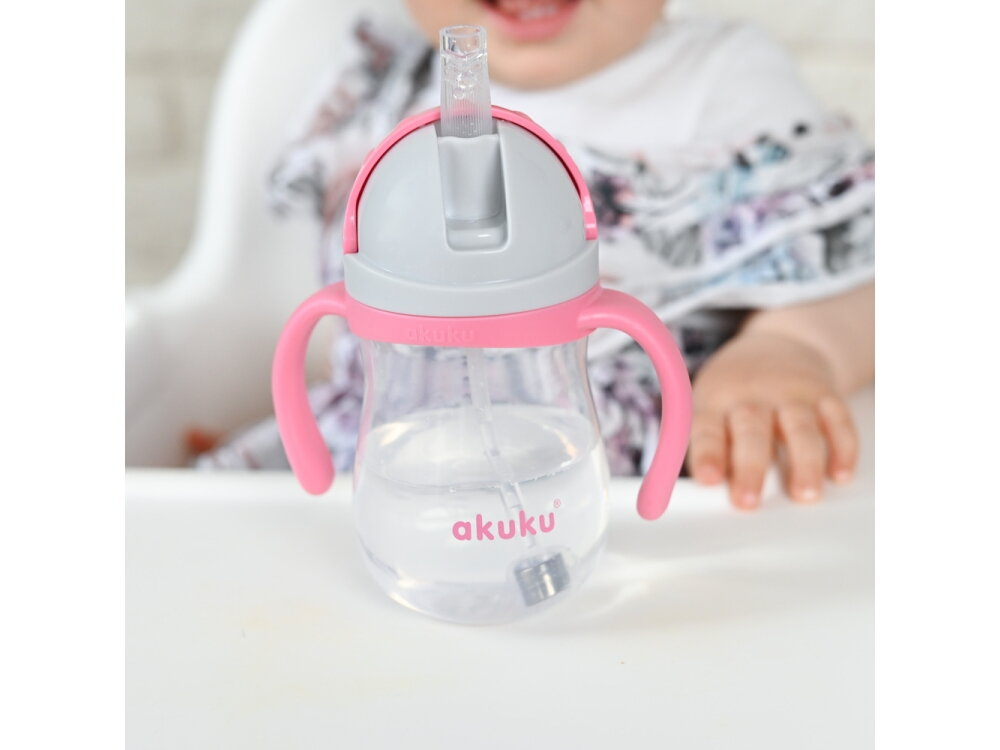 Akuku Non spill cup with weighted straw PINK A0676 7