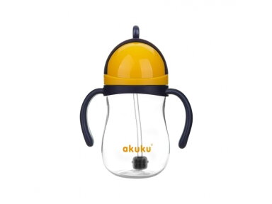 Akuku Non spill cup with weighted straw NAVY BLUEYELLOW A0165