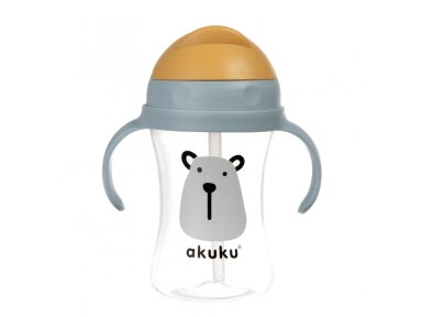 Akuku Cup with flip top straw 300ml BEAR A0203
