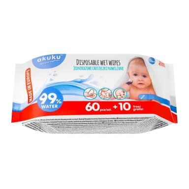 Akuku drėgnosios servetėlės vandens pagrindu 70 vnt A0031