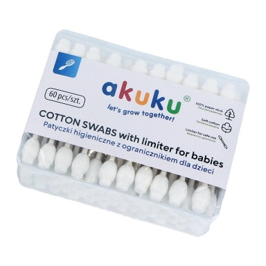 Akuku krapštukai ausims vaikiški saugus medvilniniai 60 vnt A0710 Akuku krapštukai ausims vaikiški saugus medvilniniai 60 vnt A0710
