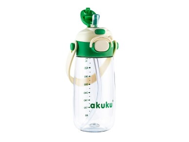 Akuku Children's water bottle with strap 480ml GREEN A0724 4