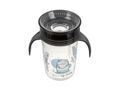 Akuku Non spill cup 360° 240ml with dual handle, black A0671 1