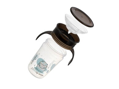 Akuku Non spill cup 360° 240ml with dual handle, black A0671 3