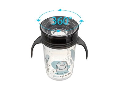 Akuku Non spill cup 360° 240ml with dual handle, black A0671 2
