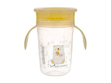 Akuku Non spill cup 360° 240ml with dual handle, yellow A0670