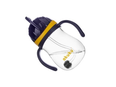 Akuku Non spill cup with weighted straw NAVY BLUEYELLOW A0165 1