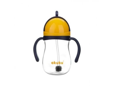 Akuku Non spill cup with weighted straw NAVY BLUEYELLOW A0165