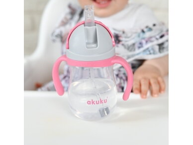 Akuku Non spill cup with weighted straw PINK A0676 7