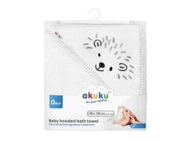 Akuku Baby hooded towel 100x100cm white A0661 2