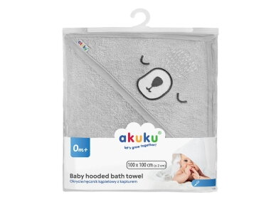 Akuku Baby hooded towel 100x100cm grey A0662 2
