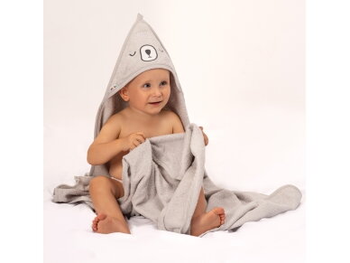 Akuku Baby hooded towel 100x100cm grey A0662 4