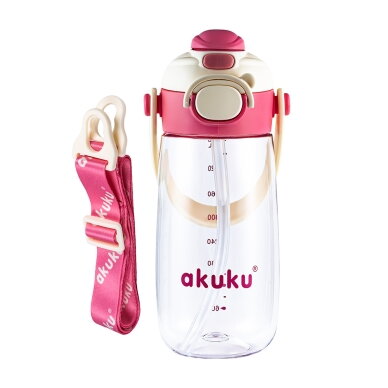 Akuku gertuvė su šiaudeliu 480ml pilkas rožinė A0725 1 Akuku gertuvė su šiaudeliu 480ml pilkas rožinė A0725 1