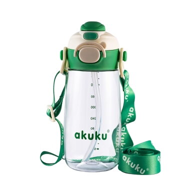 Akuku gertuvė su šiaudeliu 480ml pilkas žalia A0724 2