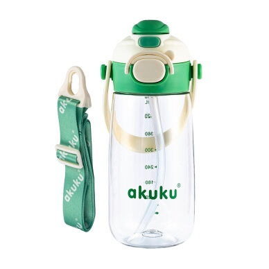 Akuku gertuvė su šiaudeliu 480ml pilkas žalia A0724 1 Akuku gertuvė su šiaudeliu 480ml pilkas žalia A0724 1