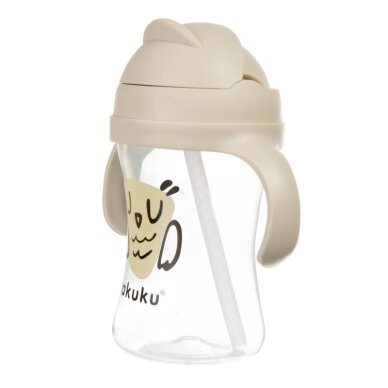 Akuku puodelis su šiaudeliu 290ml rudas pelėda A0204 1 Akuku puodelis su šiaudeliu 290ml rudas pelėda A0204 1