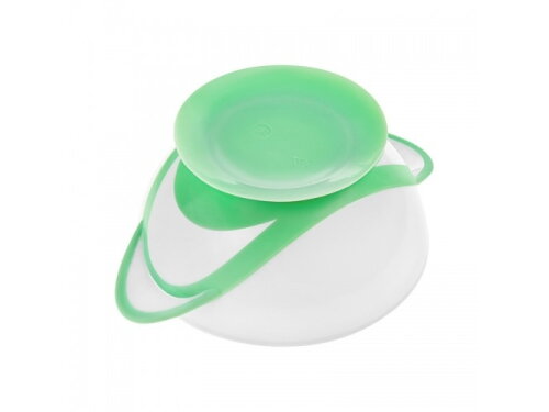 Akuku Suction bowl with spoon WHITEGREEN A0504 2