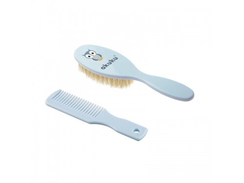 Akuku Comb and brush with natural bristle BLUE A0457
