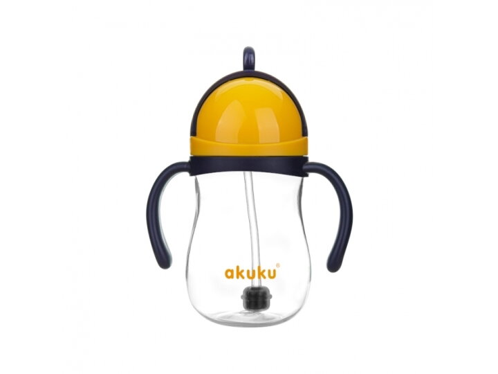 Akuku Non spill cup with weighted straw NAVY BLUEYELLOW A0165