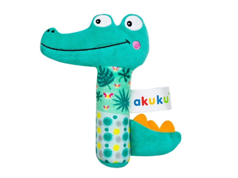 Akuku Soft plush rattlesqueaker Crocodile A0644