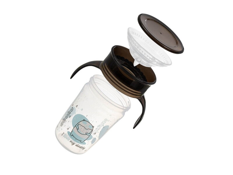 Akuku Non spill cup 360° 240ml with dual handle, black A0671 3