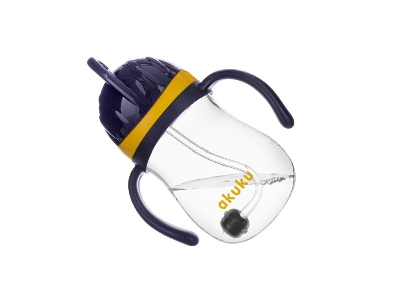 Akuku Non spill cup with weighted straw NAVY BLUEYELLOW A0165 1