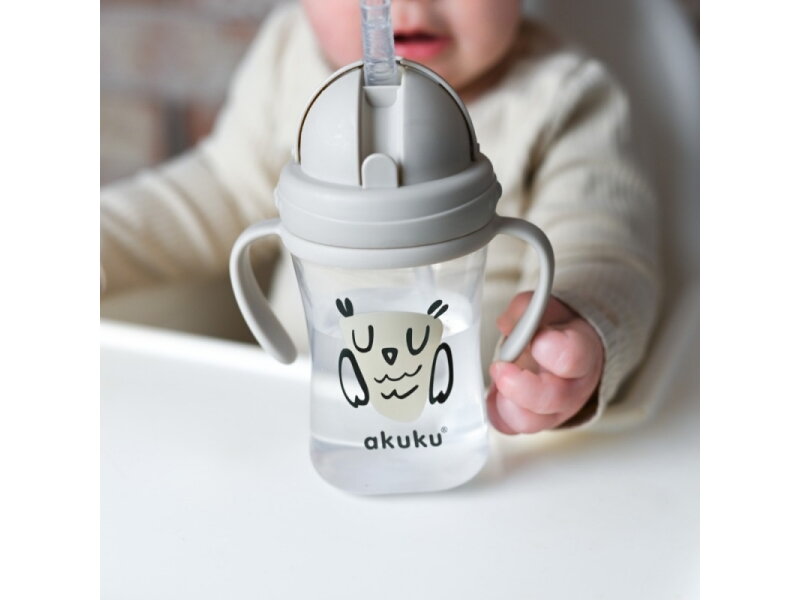 Akuku Cup with flip top straw 300ml OWL A0204 6