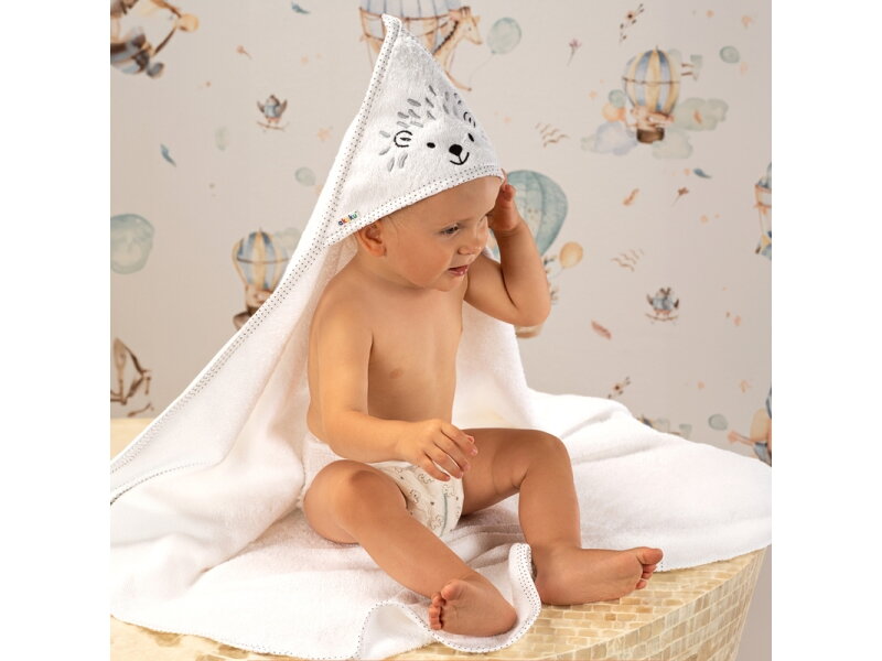 Akuku Baby hooded towel 100x100cm white A0661 3