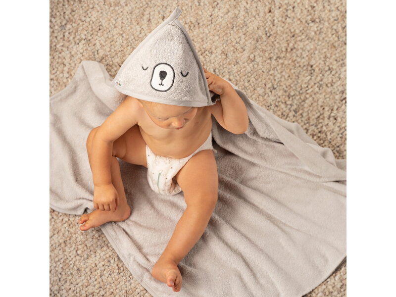 Akuku Baby hooded towel 100x100cm grey A0662 3