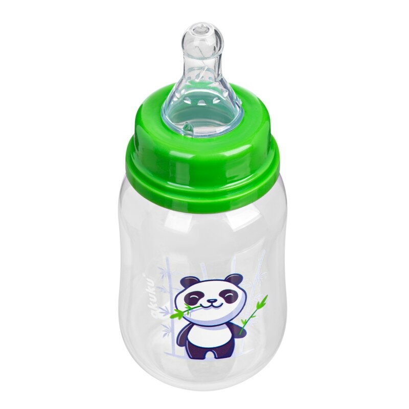 Akuku standartinis buteliukas 125ml nuo 0mėn žalias panda A0104 1 Akuku standartinis buteliukas 125ml nuo 0mėn žalias panda A0104 1