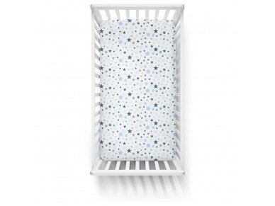 Ankras bed sheet with elastic band 120x60 blue stars white 1