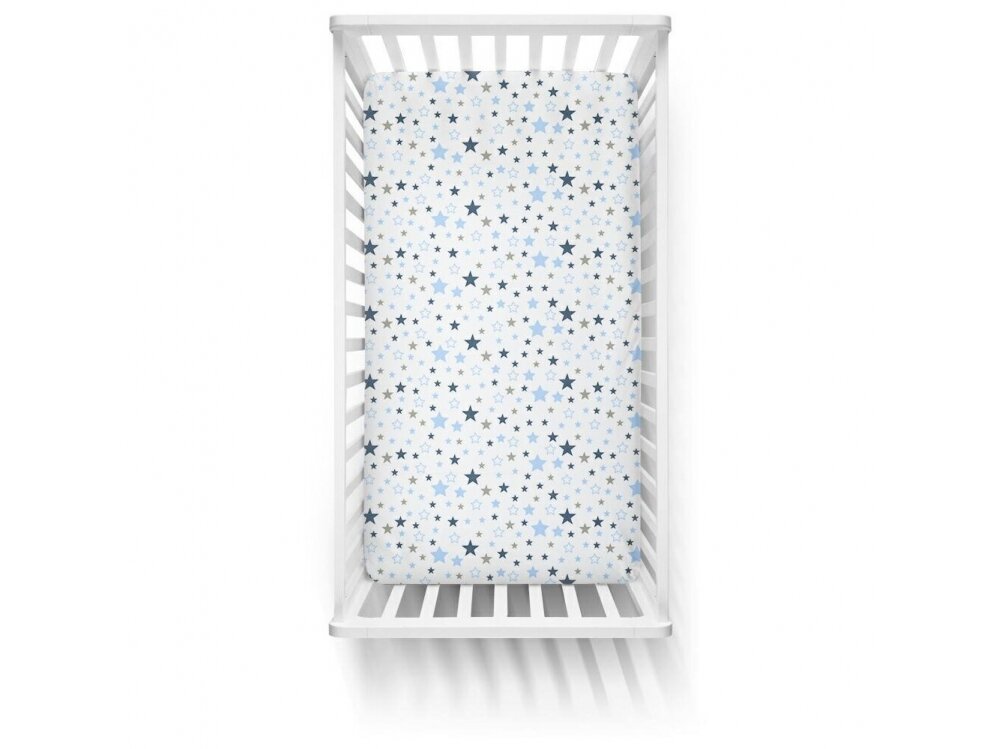 Ankras bed sheet with elastic band 120x60 blue stars white 1 Ankras bed sheet with elastic band 120x60 blue stars white 1