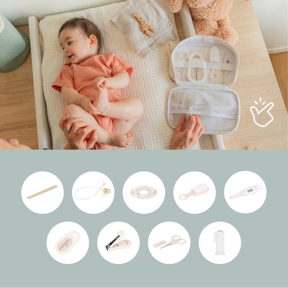 Babymoov kūdikio priežiūros rinkinys 9 aksesuarai Sand A032008 2 Babymoov kūdikio priežiūros rinkinys 9 aksesuarai Sand A032008 2