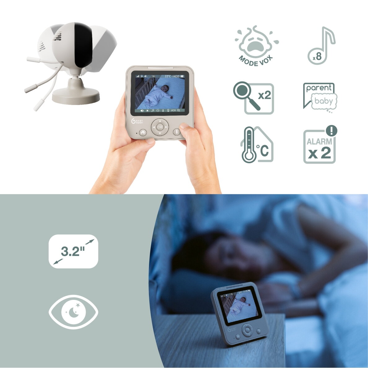 Babymoov mobili video auklė kūdikiui 2,8’’ YOO Start A014437 2