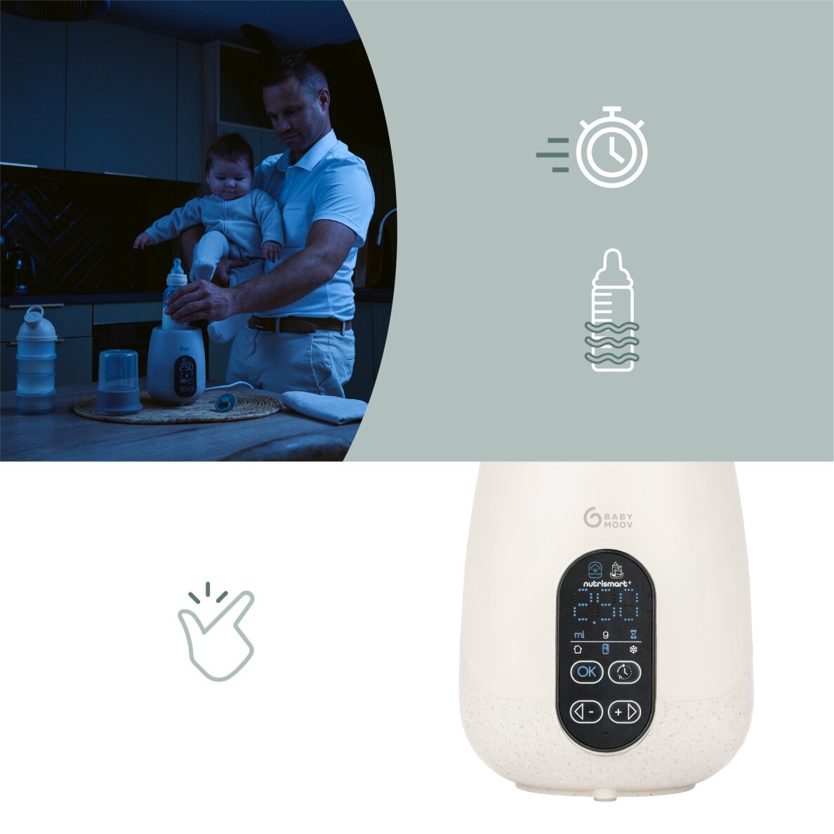 Babymoov šildytuvas sterilizatorius kūdikių buteliukams automobiliui NutriSmart+ A002034 3 Babymoov šildytuvas sterilizatorius kūdikių buteliukams automobiliui NutriSmart+ A002034 3