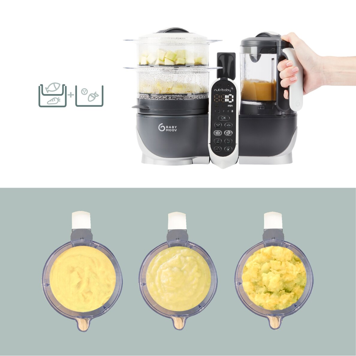 Babymoov trintuvas garintuvas Nutribaby + 6/1 pilkas A001124 3