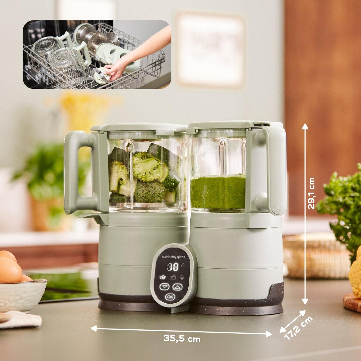 Babymoov trintuvas garintuvas Nutribaby stiklinis žalias A001138 7 Babymoov trintuvas garintuvas Nutribaby stiklinis žalias A001138 7