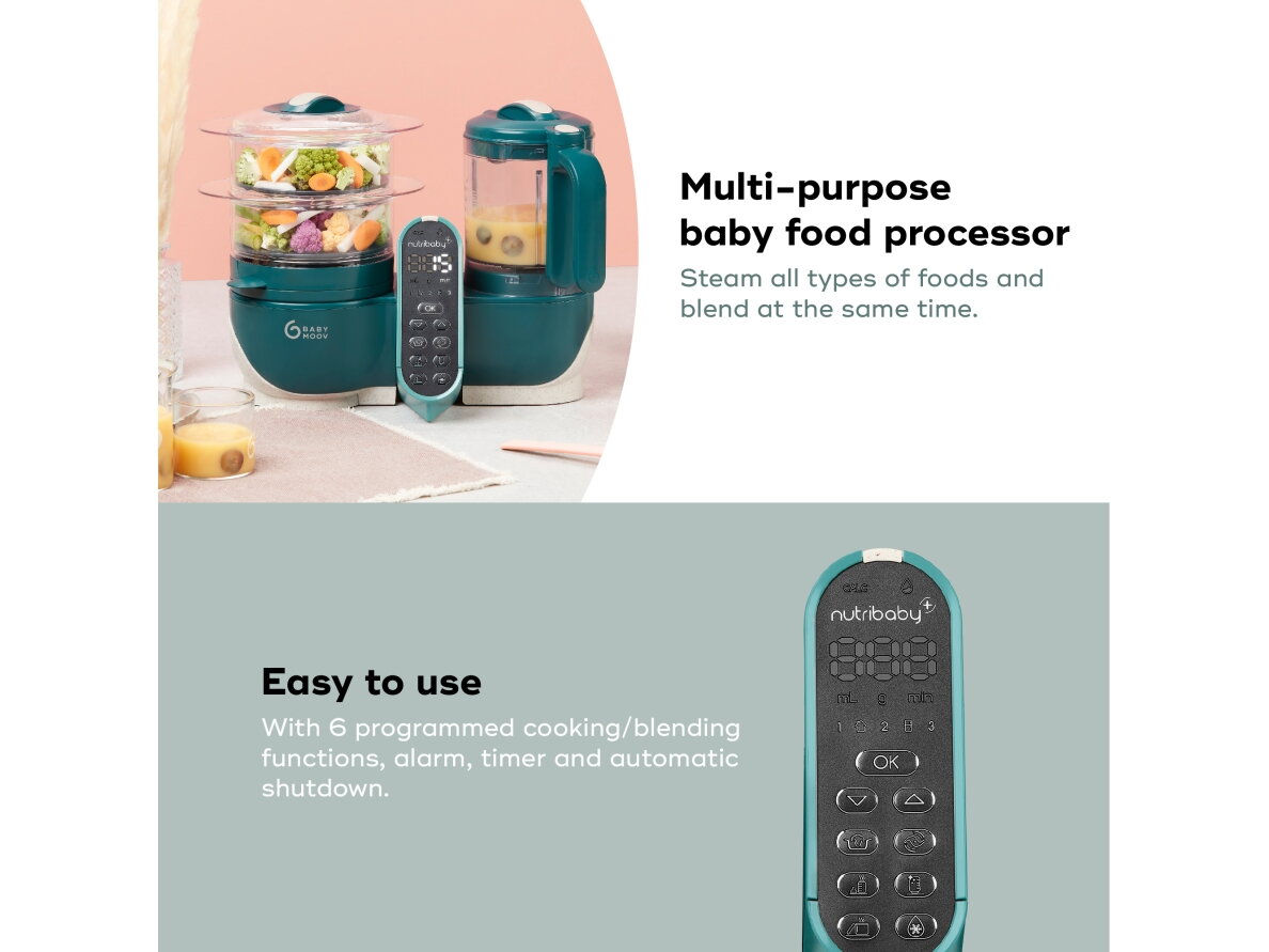 Babymoov Nutribaby + 6-in-1 multi-purpose baby food processor - Opal Green A001136 4 Babymoov Nutribaby + 6-in-1 multi-purpose baby food processor - Opal Green A001136 4