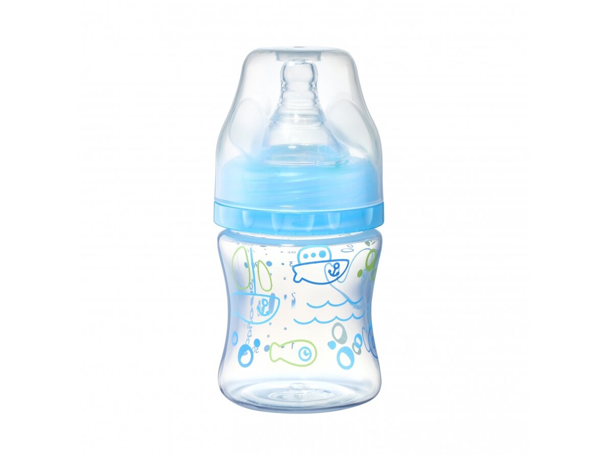 Anti colic wide neck plastic bottle, 120 ml blue 402/03 Anti colic wide neck plastic bottle, 120 ml blue 402/03